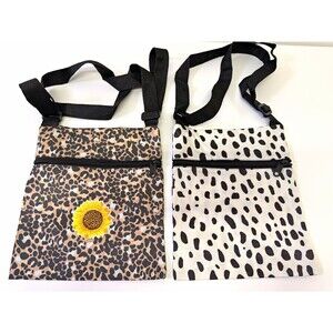 2 Pc Animal Print Crossbody Bags Leopard & Dalmatian Zipper Shoulder Bags